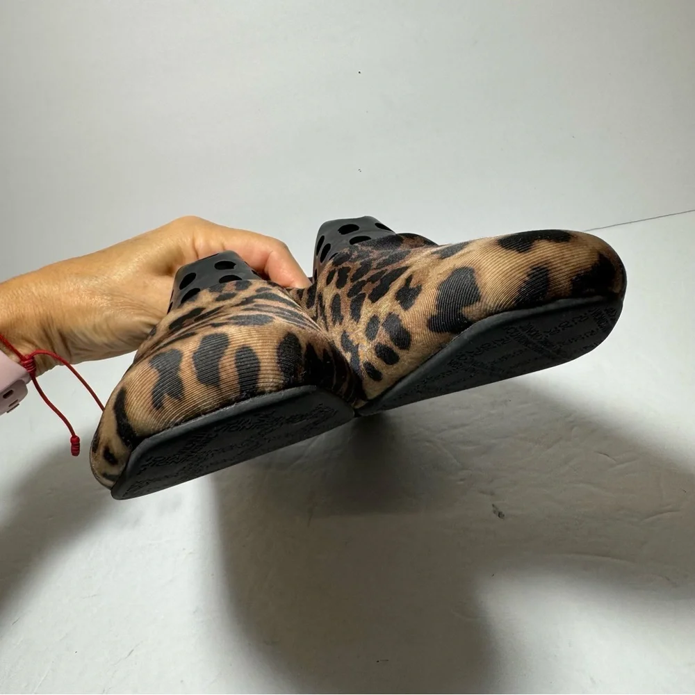Vionic Shoes Powell Leopard Animal Print Demi Wedge Square Slip On Tan Size 7.5